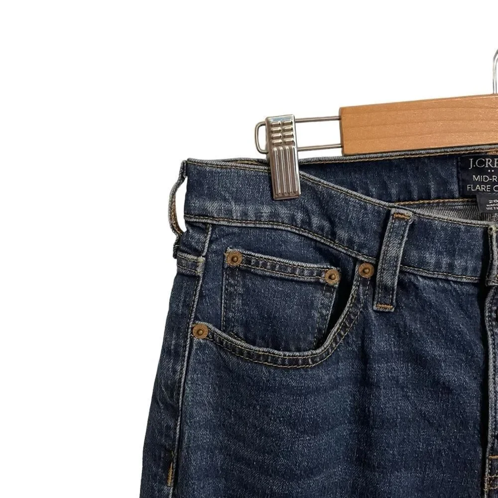 J. Crew Factory Mid Rise Flare Crop‎ Jeans Dark Wash Button Fly Size 26 NWT - Picture 4 of 7